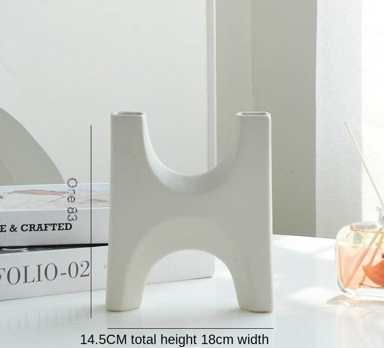 Ceramic Modern Unique Shape Design Vase Matte White Color