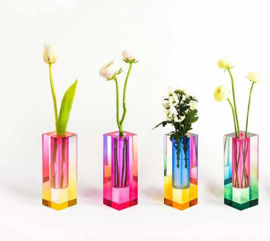 Set of Acrylic Vases Centerpieces Decoration Square Shaped