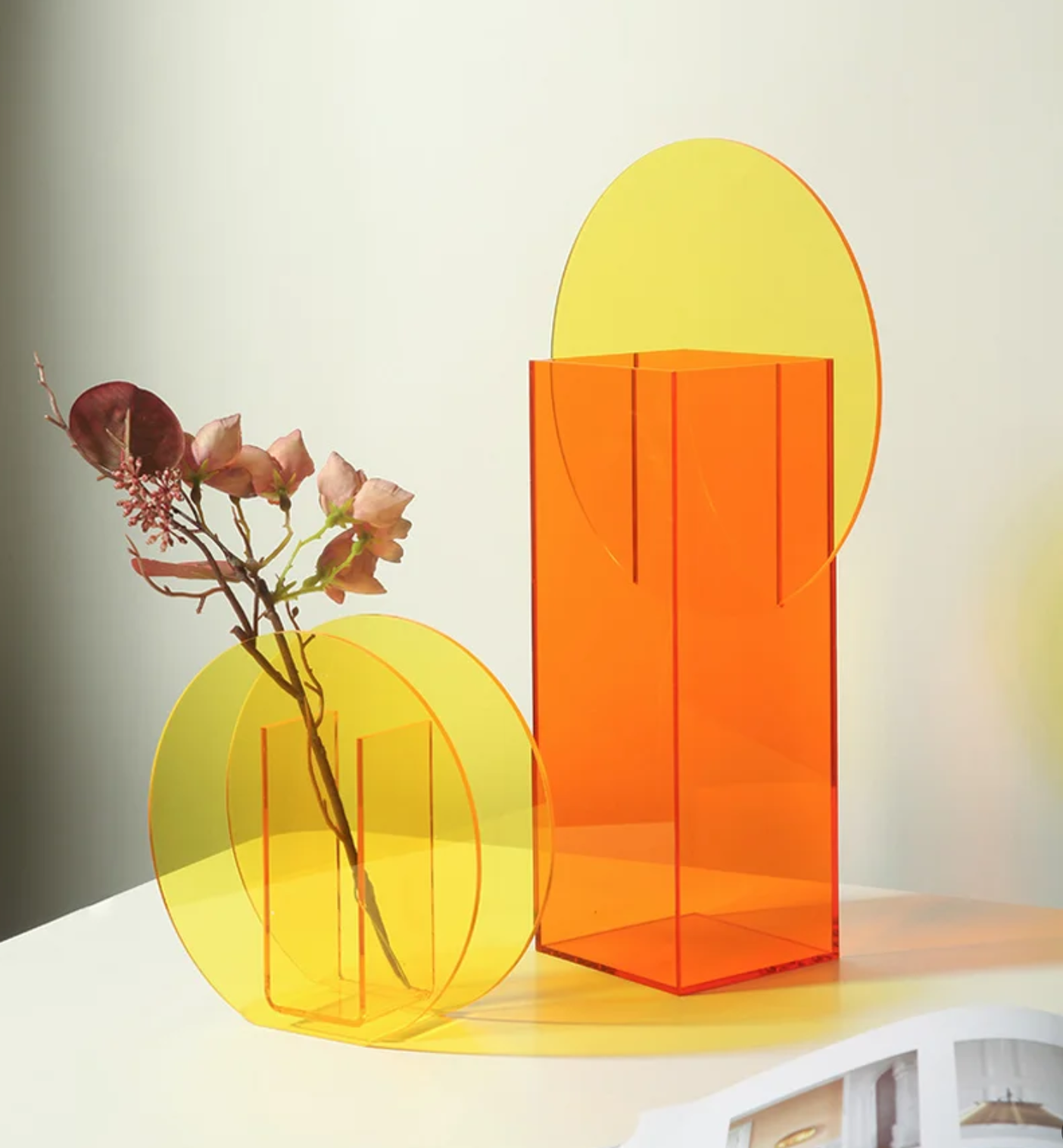 Transparent Orange and Yellow Flower Vase -Sunset